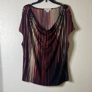 Liz Claiborne Red and Black Striped Blouse